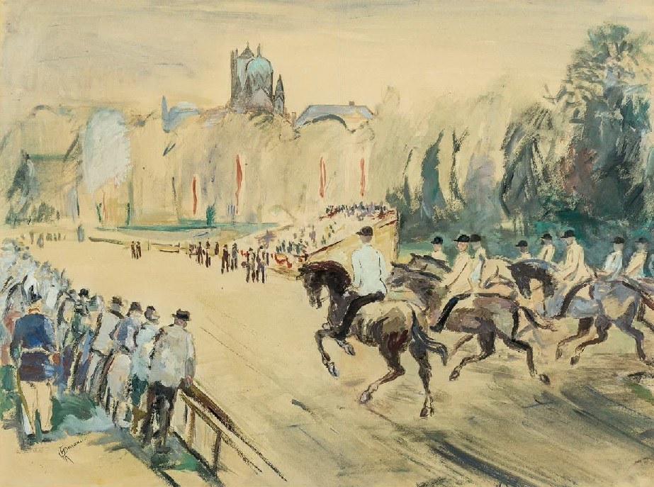 © Hermann Cossmann, Rennbahn, Aquarell