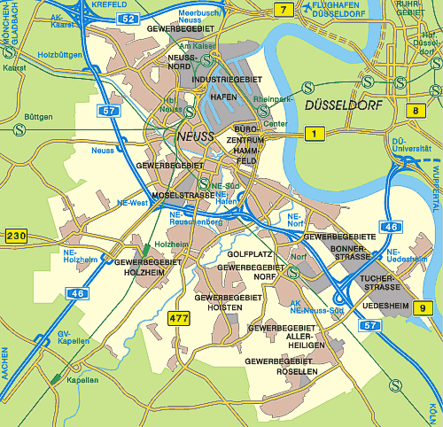Wirtschaft Karte Verkehrsanbindung Neuss